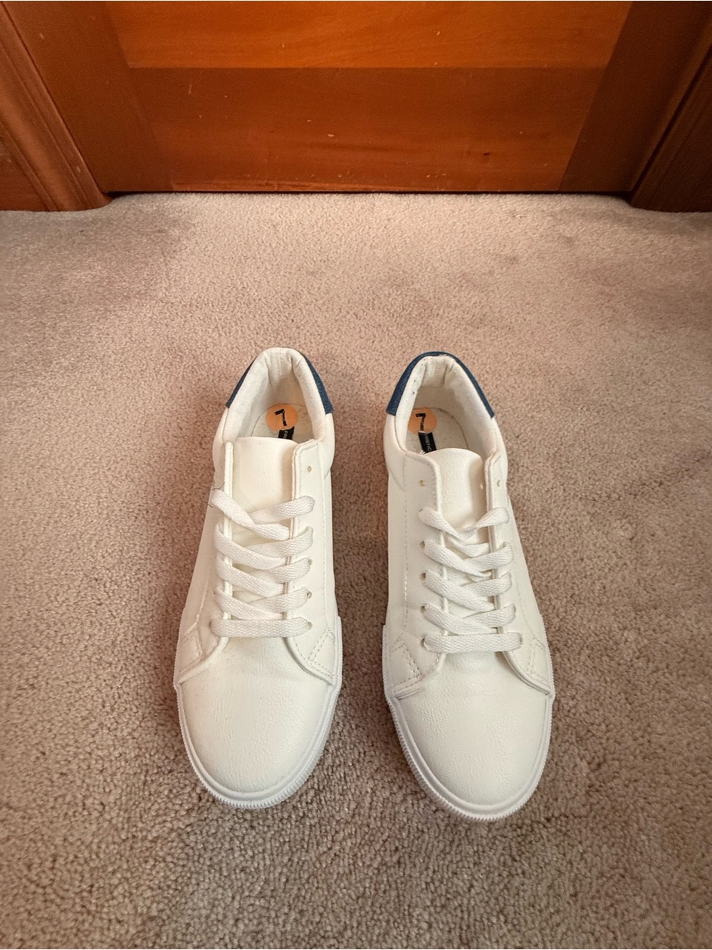 French Connection White Blue Denim Low Top Sneakers Women’s Size 7 FC EST 1972